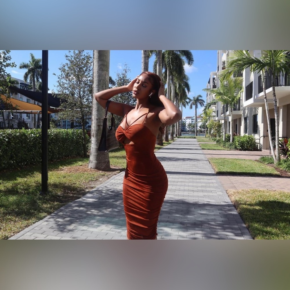 Copper midi dress